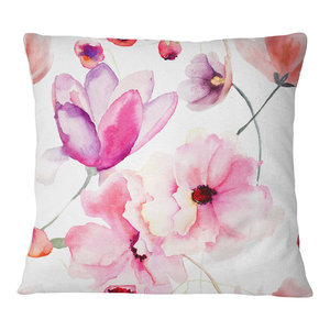 in x 16 in Designart Bokeh Flowers Seamless Floral Throw Pillow 16 in