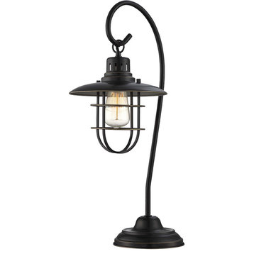 Table Lamp, D.Brz Metal Lantern, E27 Vintage Bulb 60W(Lu-60V