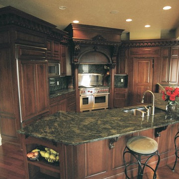 Highly Detailed Cherry Wood Traditional Kitchen
