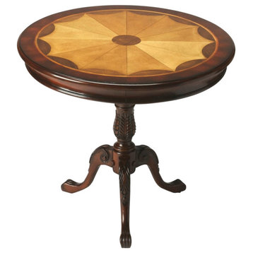 Carissa 30" Round Pedestal Foyer Accent Table, Dark Brown