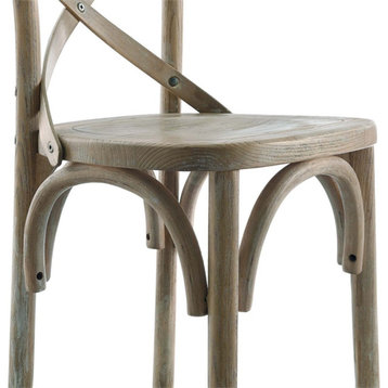 Modway Gear 39.5" Modern Style Elm Wood Counter Stool in Gray Finish