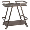 Seven Industrial Bar Cart, Antique Metal Espresso Wood