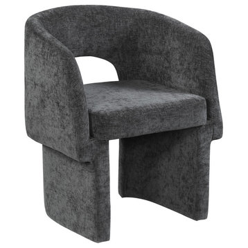 Emmet Boucle Fabric Dining Chair / Accent Chair, Black, Chenille Fabric