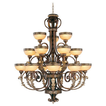 18 Light Chandelier in French Country Style - 44 Inches wide by 53.25 Inches