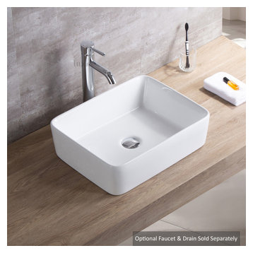 Luxier CS-013 Rectangular Bathroom Ceramic Vessel Sink Art Basin in White