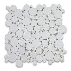Stone Center Online - Thassos White Marble Bubble Round Paramount Mosaic Tile Polished, 1 sheet - Mosaic Tile