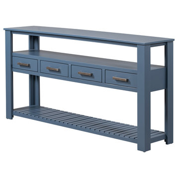 62.2'' Modern Console Table Sofa Table, Navy Blue