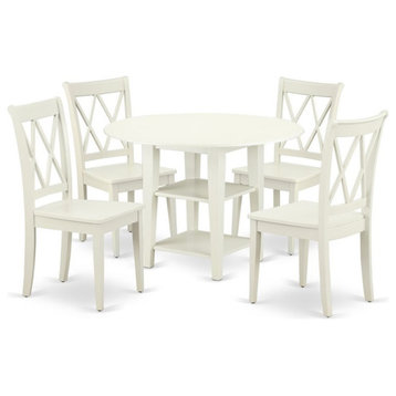 Atlin Designs 5-piece Wood Dining Set with Round Table in White