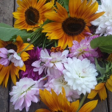 The wild flowers cutting garden bouquet