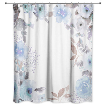 Spring Floral Border 2 71x74 Shower Curtain