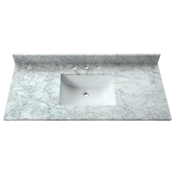 Avanity 43 in. Carrara White Marble Top with Rectangular Sink