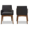 Nexus Mid-Century Modern Walnut Wood Dining Chair, Set of 2, Dark Gray