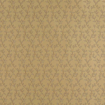Brown And Beige Vine Leaves Jacquard Woven Upholstery Fabric By The Yard