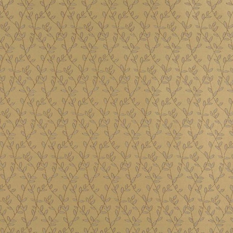 Brown And Beige Vine Leaves Jacquard Woven Upholstery Fabric By The Yard