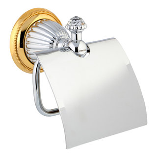 Artica Swarovski Toilet Paper Holder, Toilet Roll Holder, Luxury Bath Accessories Polished Chrome-Gold
