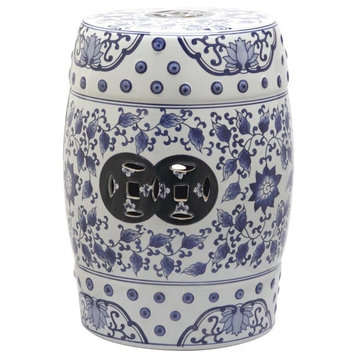 Safavieh Tao Garden Stool, Blue/White