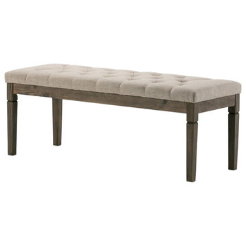 Atlin Designs Tufted Living Room Bench in Natural