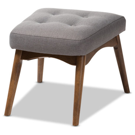 Waldmann Mid-Century Modern Gray Fabric Upholstered Ottoman