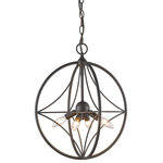 Z-lite - Z-Lite 452-16BRZ Four Light Pendant Cortez Bronze - The unique inner star design suspended within an Orb defines the Cortez Collection. Finish options are Brushed Nickel or Bronze.