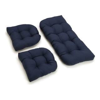 Blazing Needles Solid Outdoor Spun Polyester Bench Cushion, 60 Wide, Aqua  Blue 