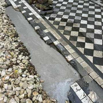 Black and White Victorian Tiled Path Restored in Ewell
