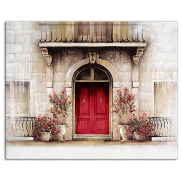 "Red Door Tuscan Scene" Canvas Wall Art, 20"x16"