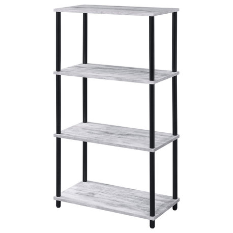 Nypho Bookshelf, Weathered White and Black Finish