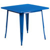 Bowery Hill 31.5" Square Metal Dining Table in Blue