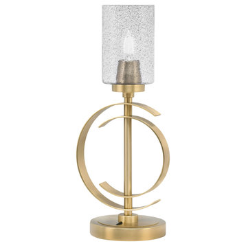 1-Light Table Lamp, New Age Brass Finish, 4" Smoke Bubble Glass
