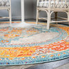 Unique Loom Blue Da Vinci Vita 4' 0 x 4' 0 Round Rug