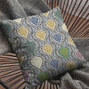 16" Gray Gold Ogee Decorative Suede Throw Pillow