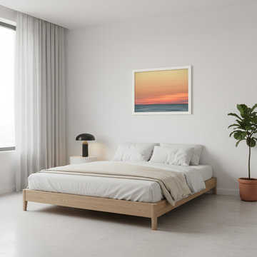 Abstract Color Blend Ocean Sunset Coastal Minimal Style Wall Art