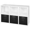 Niche Cubo Storage Set - 6 Cubes and 3 Canvas Bins- White Wood Grain/Black