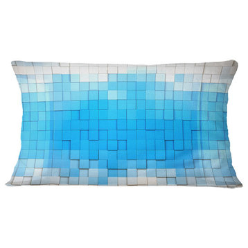 3D Blue Cubes Contemporary Throw Pillow, 12"x20"