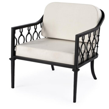 Company Southport Iron Upholstered Outdoor Lounge Chair, Black