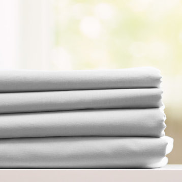 Egyptian Cotton Feel Coolest Soft, 4-Piece Sheet Deep Pockets, White, Full