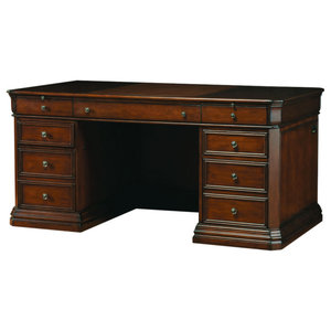 In Stock Martin Furniture Hartford Double Pedestal Desk Farmhouse Desks And Hutches By Martin Main Houzz