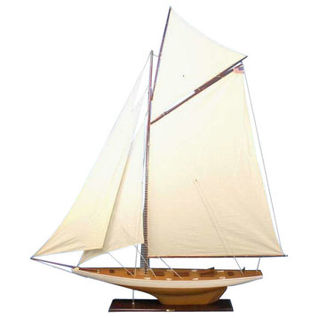 Wooden Columbia Model Sailboat Decoration, 80"