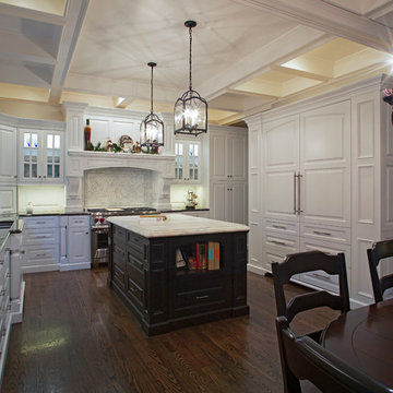 White perimeter with black island Halbrook kitchen remodel