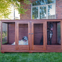 XXL Double Kennel in solid mahogany lumber - Dog Kennels And Crates