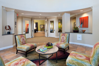 This is an example of a contemporary family room in San Diego.