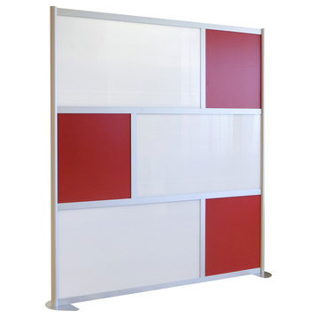 Loftwall Modular Space Divider, Modern Aluminum Frame, 6"x78", Red White