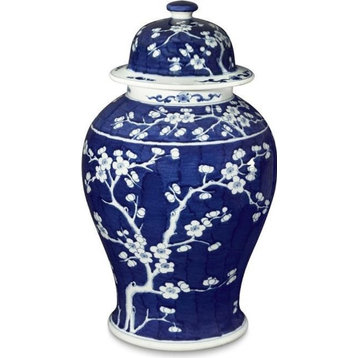 Temple Jar Vase Plum Tree Colors May Vary White Blue Variable