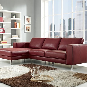Modern Anika Red Full Top Grain Leather Sectional Sofa