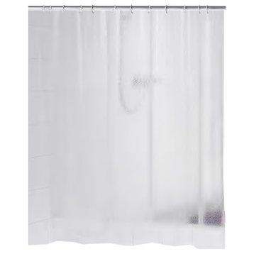 White Clear PVC Free Shower Curtain, Crashed Ice