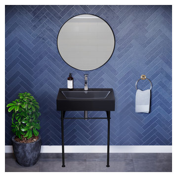 Claire 24" Ceramic Console Sink Matte Black Basin Black Legs