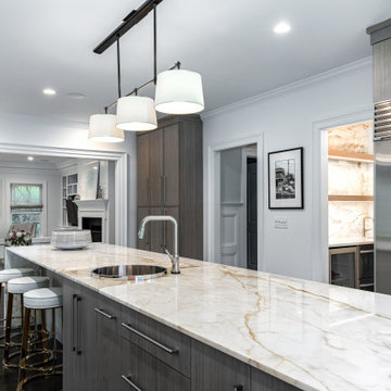 Beautiful Bleached Walnut Kitchen with a 16' Island