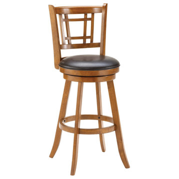 Hillsdale Fairfox Wood Counter Height Swivel Stool with Rectangular Lattice Back