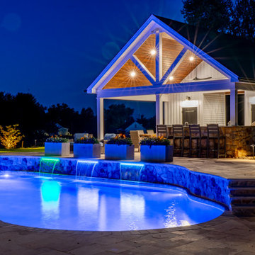 Pool, LED Waterfalls & Pool House