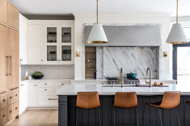 Example of a transitional kitchen design in Portland Maine